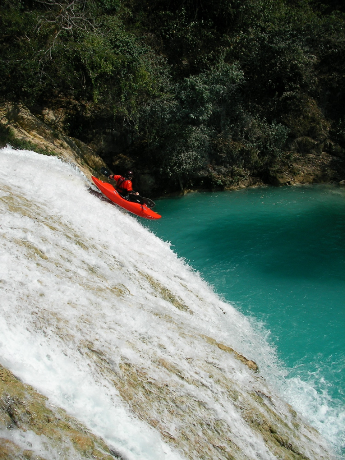 SHS math teacher, Josh Bechtel descends the Agua Azul Waterfalls in Chiapas, Mexico. 