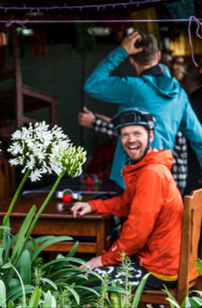 Fred Maxwell, SHS teacher, smiles in a  small Mexican cafe during his sabbatical. The cafe was in a self sustaining community in the Sierra Nortes. Maxwell was able to ride bikes by old Zapotec settlements in the mountains of Oaxaca.  They sometimes used the old indigenous trail systems that would drop them into these self sustaining mountain communities. Maxwell would have lunch and ride to a different mountain town along the trail. 