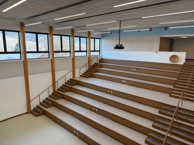 A photo depicting the "Learning Stairs" at Salida Montessori Charter School.